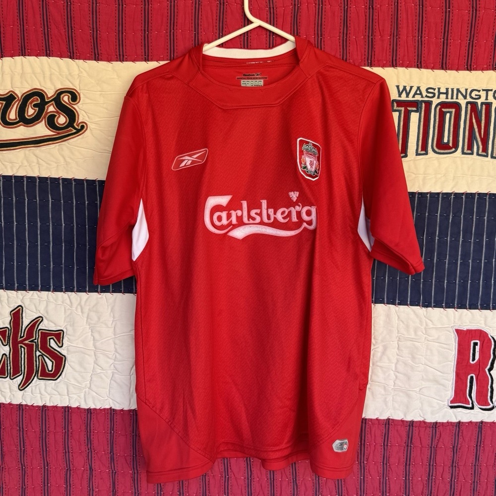 Size XL - Reebok Liverpool FC 2004/05 Home Jersey Men's Large Red #5 Baros‎